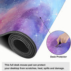 Galaxy Mouse Pad Large, Extended Gaming Desk Mat – 31.5 x 11.8 in – Watercolor Nebula Starry Sky Design, Stitched Edges, Non-Slip Base, Keyboard and Mouse Pad for Office & Home
