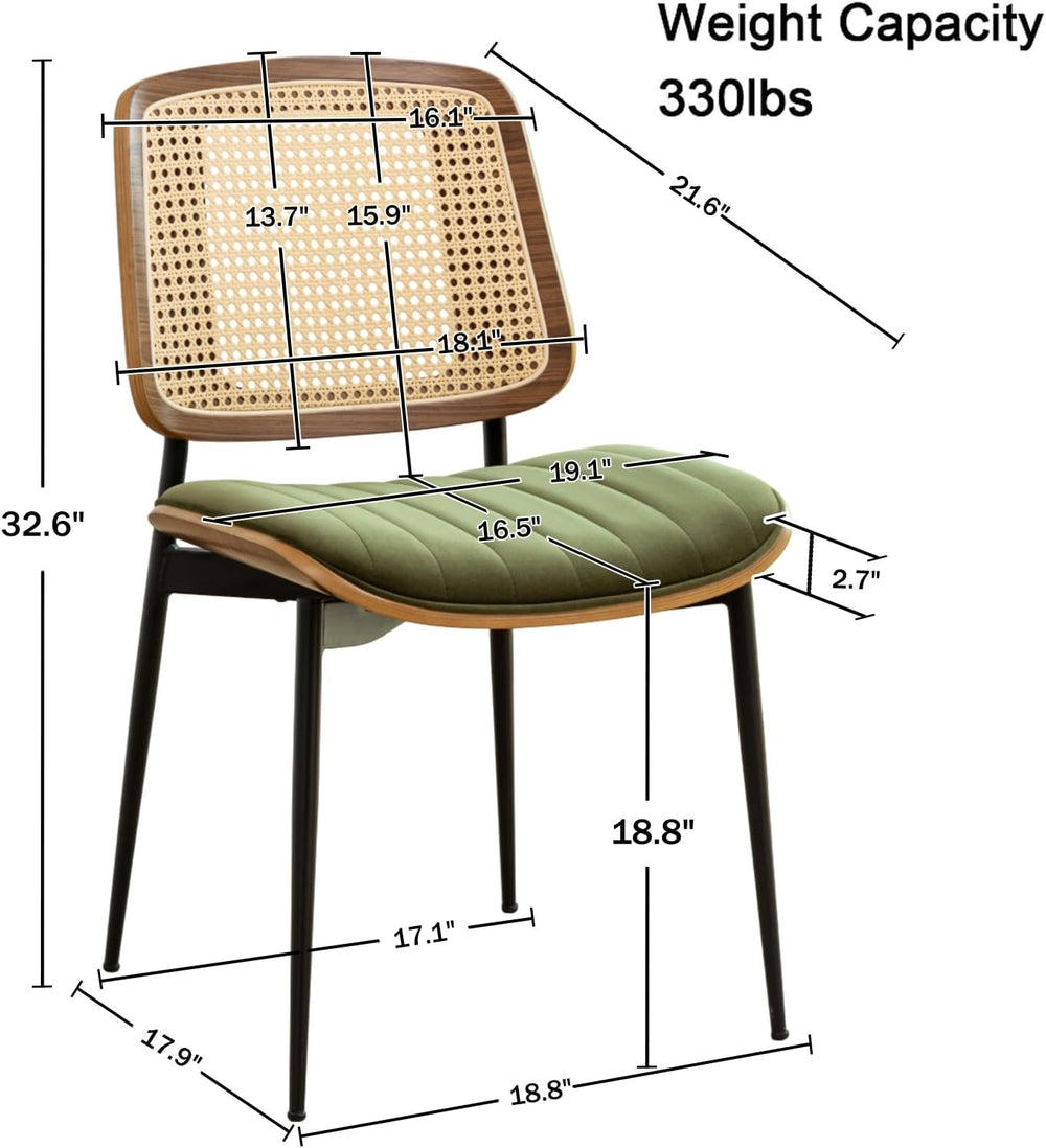 LUNLING Dining Chairs Set of 4 Mid Century Modern Retro Green Velvet Kitchen ...