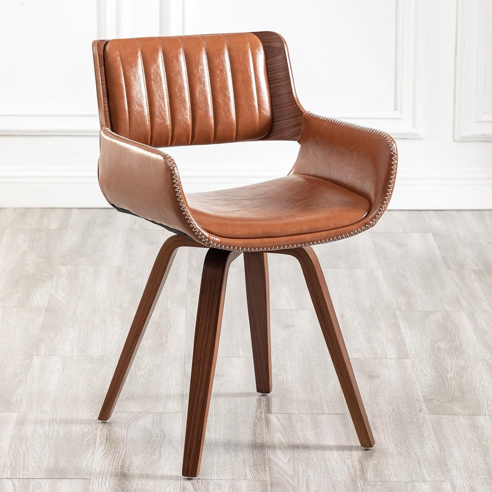 LUNLING Swivel Accent Faux Leather Dining Chairs, Mid Century Modern Chairs w...