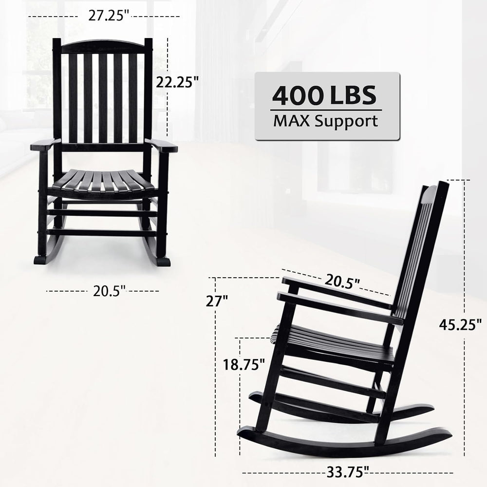 Hupmad Wooden Rocking Chair Outdoor Oversized Porch Rocker Chair,Patio Wooden...