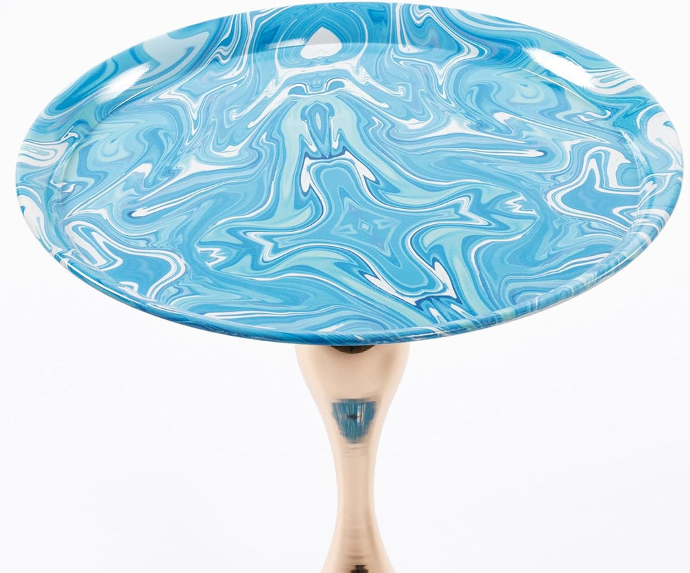 End Coffee Table Round Side Table, Metal Pedestal Table, Accent Table for Sma...