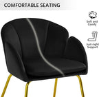 Yaheetech Modern Velvet Armchair, Flower Shaped Makeup Chair Vanity Chair with Golden Metal Legs for Living Room/Makeup Room/Bedroom/Home Office/Kitchen, Black