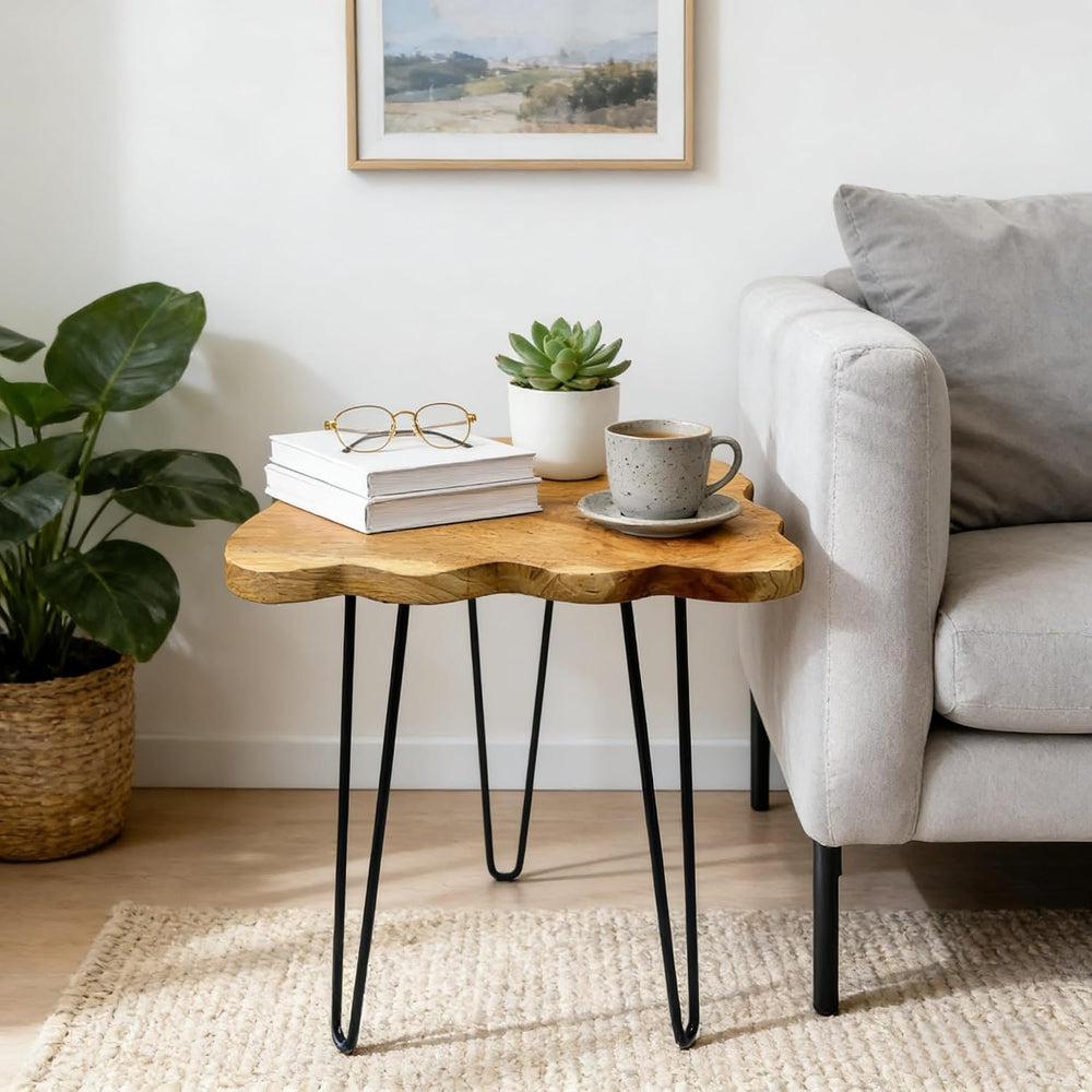 Live Edge Cedar End Table, 20" x 14" x 20" Small Side Table, N...