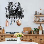 Bamboo Panda Animal Wall Key Holder | Metal Key Organizer with Hooks | Coat Rack & Wall Decor for Front Door & Hallway