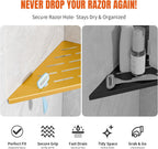 Shower Corner Shelf with Razor Hole,Modern Style Shower Caddy, Sturdy 304 Stainless Steel Shower Organizer,No Drilling Bathroom Corner Shelf for Tile Wall Gold 2 Pack-10