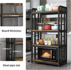 SIREDEEP Bakers Rack with Power Outlet ，4-Tier Kitchen Baker's Rack,Microwave Stand with Storage Suitable for Kitchen, Living Room, Dinning Room，Coffee Bar(Rustic Brown)