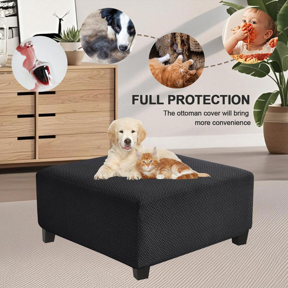 Levoberg Waterproof Square Ottoman Cover Large Square Folding Storage Ottoman...