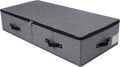 Omygarden Foldable Fabric Sturdy Under Bed Storage Box with 6 Handles, Zipper Lid, Blankets Clothes Comforters Storage Bin Organizer for Bedroom and Closet, 35x 16.5 x 7inch, Black Grey