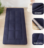 MAXYOYO Japanese Floor Mattress Futon Mattress Twin Bed Mattress, Single Mattress Pad Guest Mattress Floor Bed Mattress, Easy to Foldable and Portable, Navy Futon Twin Mattress