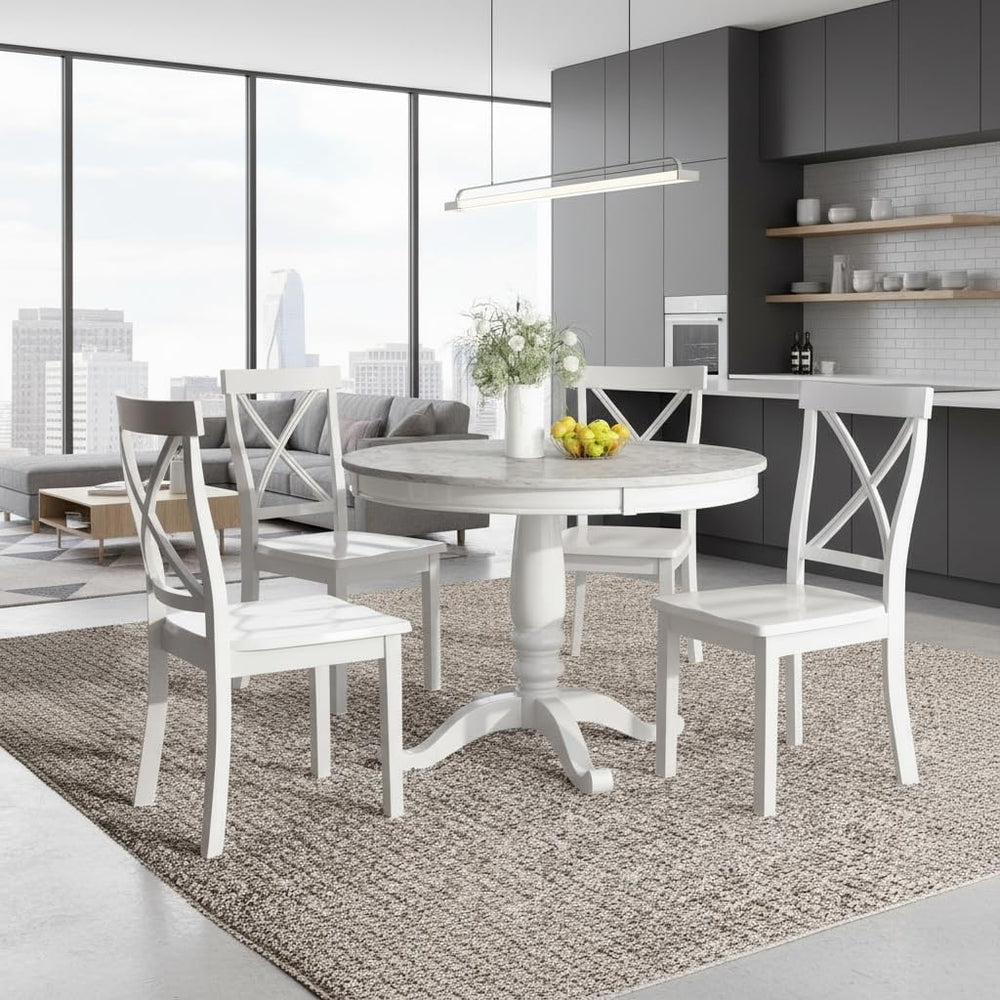 Round Dining Table Set for 4 with Chairs , 5 Pieces French Country Farmhouse ...