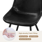Yaheetech Dining Chairs Set of 6 Modern Upholstered Dining Room Chairs with Faux Leather Seat and Metal Legs for Home, Kitchen, Armless Design, Black