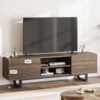 GarveeHome Industrial TV Stand for 80 in, Modern Entertainment Center with 2 Drawers, Wooden Media Cabinet with Heavy Duty Leg and Open Storage, TV Console Table for Living Room, Walnut