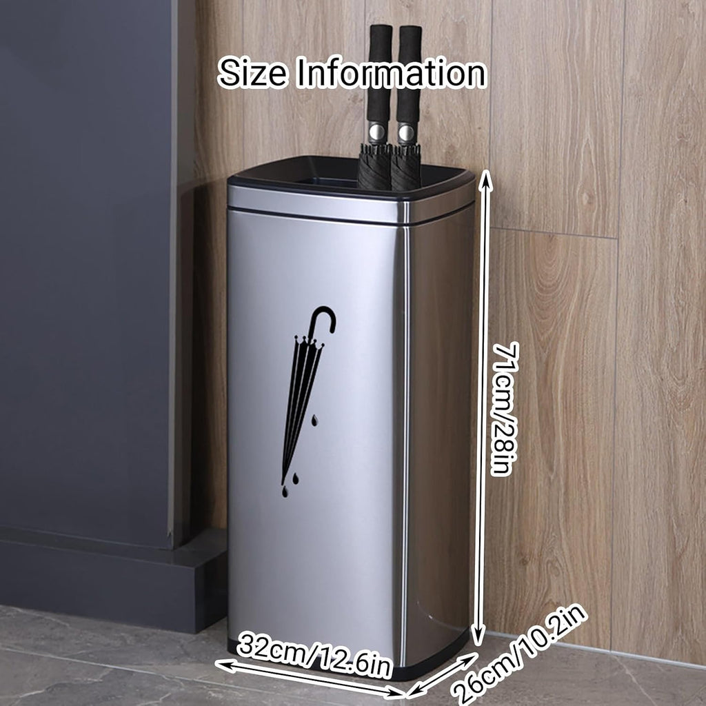 Large Capacity Inner and Outer Separated Metal Umbrella Holder Commercial Tall Square Umbrella Stand Rack Home Umbrellas Organizer for Entryway(Gray)