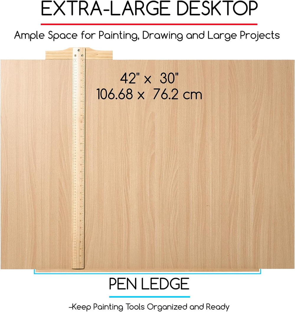 MEEDEN Extra-Large Wood Drafting Table: 42" x 30" Artist Drawing Ta...
