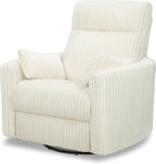 Davinci Atlas Upholstered Recliner and Swivel Glider in Cream Cozy Corduroy | Nursery Glider Chair with High Back, Padded Armrests, and Bolster Pillows | Smooth Recline for Nursing and Feeding