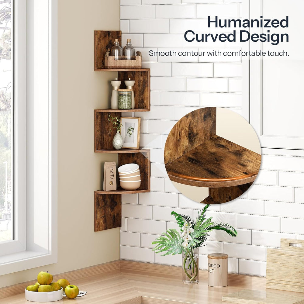 HOOBRO Corner Shelf Wall-Mounted, Set of 2 Floating Corner Shelves for Wall, ...