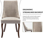 Modern Dining Chairs Set of 2, Mid Century Kitchen & Dining Room Chairs, Velvet Upholstered Kitchen Chairs with Wood Legs, Sillas de Comedor, Easy Assembly, Beige, 2 Pieces