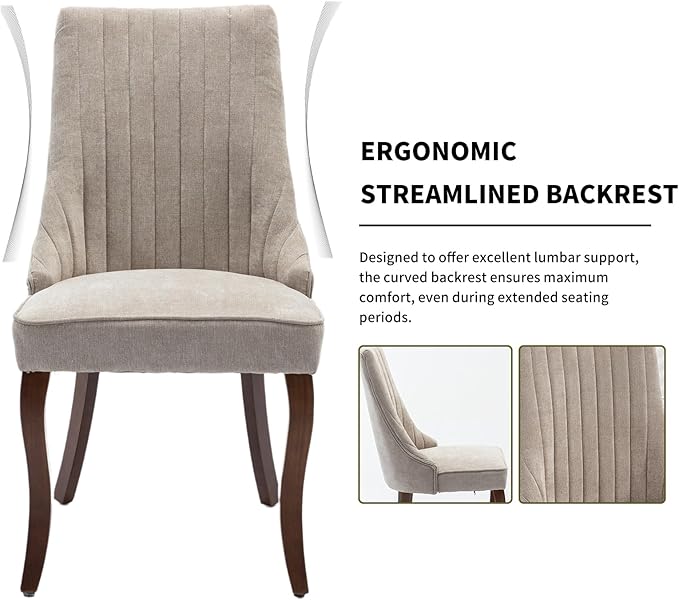 Modern Dining Chairs Set of 6, Mid Century Kitchen & Dining Room Chairs, Velvet Upholstered Kitchen Chairs with Wood Legs, Sillas de Comedor, Easy Assembly, Beige, 6 Pieces