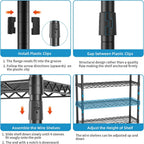Heavy Duty Clothes Rack Rolling Garment Rack,Adjustable Wire Shelving Clothing Racks for Hanging Clothes with Hanger&Double Basket,Freestanding Metal Wardrobe Storage Portable Closet