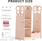 BlueWood Dress Up Storage Kids Wardrobe with Mirror, Toddler Costume Closet | Princess Closet with Hanging Rod, 3 Shelves & Storage Bins, Armoire Rack for Little Princess Girls Ages 3-7, Pink Butterfly