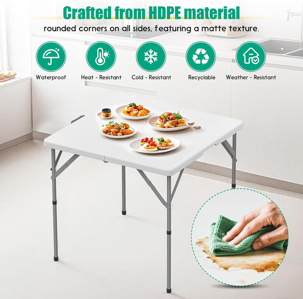 34'' Square Folding Card Table 2 Pcs,Dining Table with Handle & S...