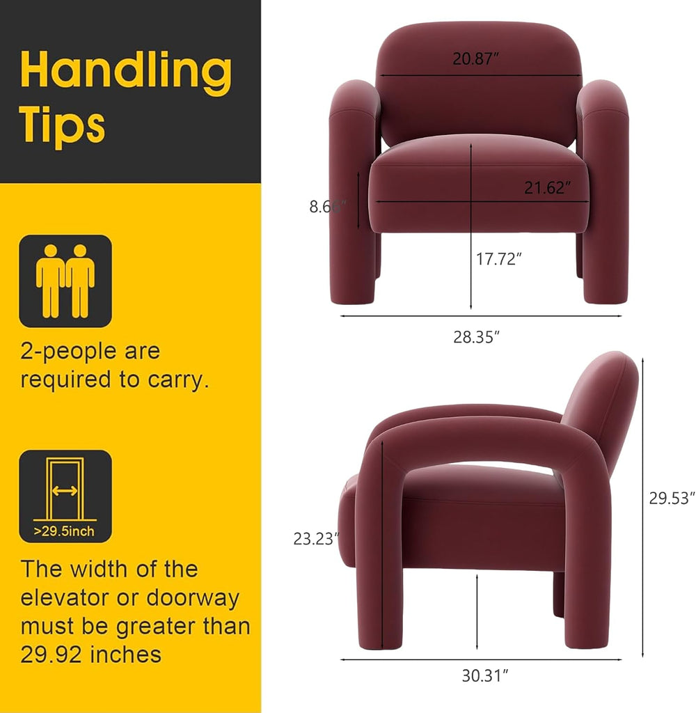 Modern Accent Chair, Comfy Velvet Upholstered Armchair, Cozy Vanity Chair Sin...
