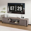 Mid Century Modern TV Stand with Power Outlet for TVs Up to 80", Luxury Fluted TV Console Media Entertainment Center with Storage Cabinets and Open Shelves for Living Room Bedroom - 70" Mocha