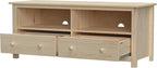 Handcrafted Solid Oak TV Stand Entertainment Center - Elegant Unfinished Media Console with Spacious Storage Drawers & Open Shelves - Sturdy Wood Cabinet Fits TVs up to 55 Inches