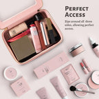 Aveniee Clear Makeup Bag Organizer Set,Portable Travel Toiletry Case for Women, Vegan Leather Cosmetic Pouch Car Bag for Essentials 2pcs,Middle & Large,Pink