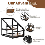 Coffee Syrup Rack Organizer,Liquor Bottle Display Shelf,2-Tier 4 Bottle Stand for Coffee Bar, Kitchen Station, Liquor, Wine, Dressing,Rustic Brown