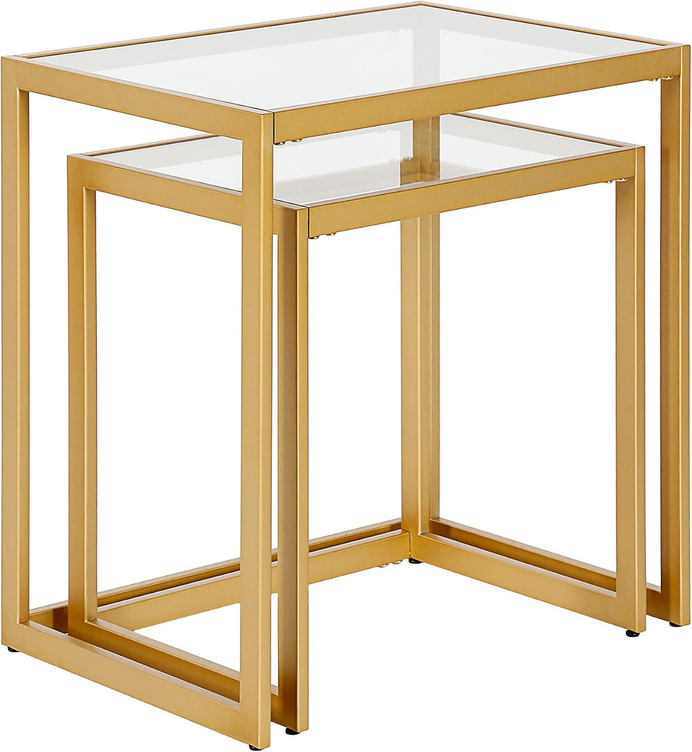 Henn&Hart Rectangular Nested Side Table in Brass, Table for Living Room, ...