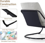 Peace nest Comfy Accent Chair Modern Living Room Bedroom Armchair with Mental Frame Comfortable Shredded Foam Cushion for Balcony Lounge Reading Meeting Room Light Grey