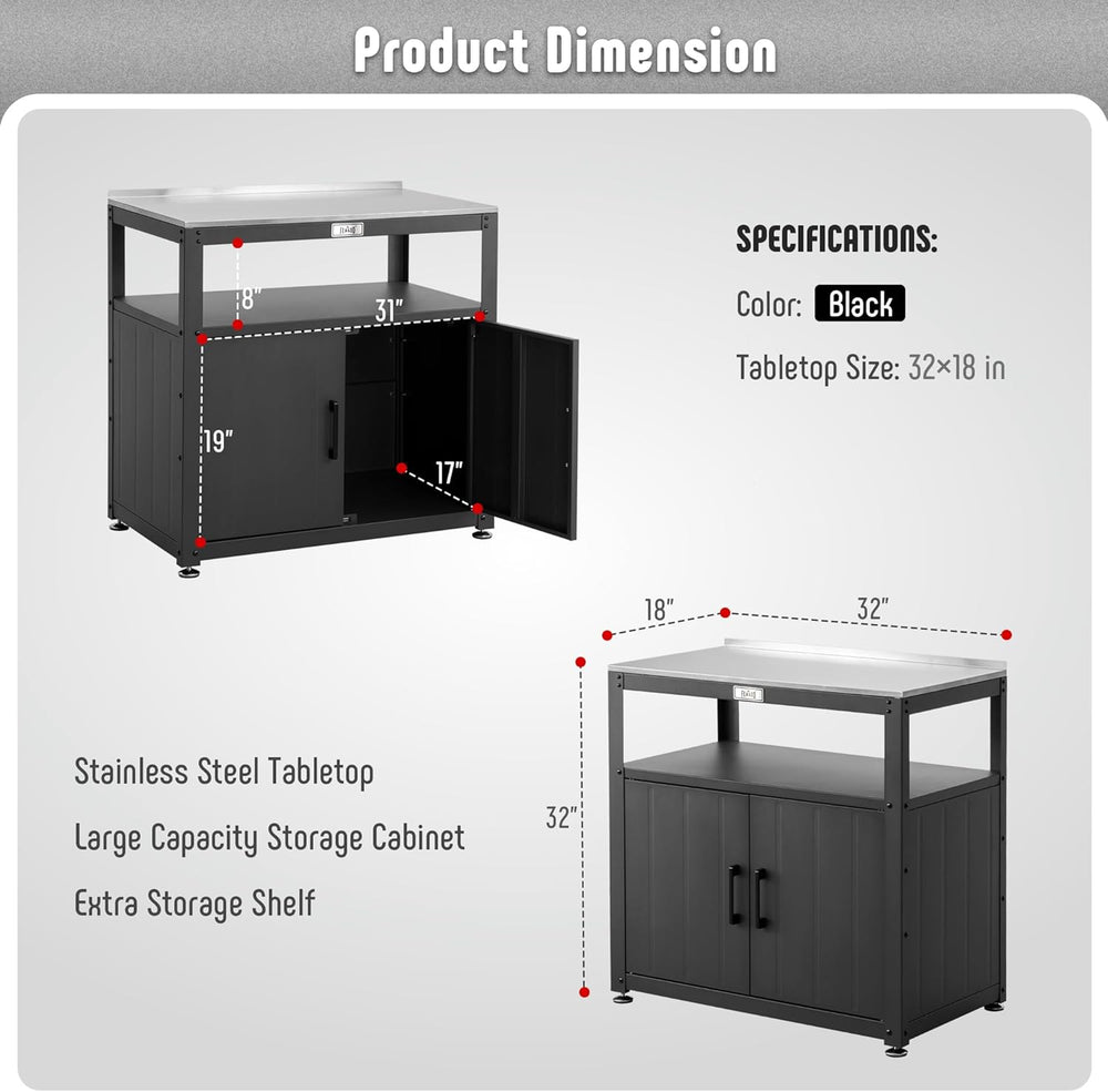 Garden Potting Bench with Storage Cabinet, Outdoor Gardening Table & Work...