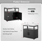 Garden Potting Bench with Storage Cabinet, Outdoor Gardening Table & Work Bench for Plants, Horticulture, Outdoor Workstation with Stainless Steel Tabletop, Outdoor Work Table