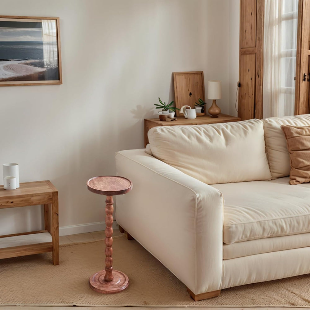YUNMUARY-Pedestal Side Table,Drink Table with Weighted Base,Round Side Tables...