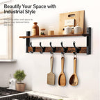Tatub 29" Rustic Coat Rack Wall Mount with Shelf, Entryway Wall Hooks with Shelf, Coat Hangers for Bathroom, Living Room, Bedroom, Rustic Black