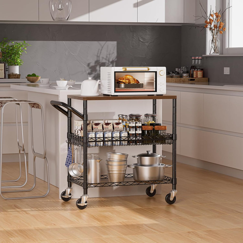 NTE Rolling Kitchen Carts on Wheels, 650Lbs Capacity 3 Tier Utility Cart with...