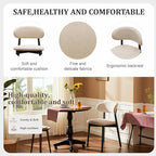 Farmhouse Dining Chairs Set of 6, Mid Century Modern Wooden Dining Room Chairs, Farmhouse Fabric Upholstered Kitchen Dinner Chairs for Living Room Restaurant Cafe, Black/Beige