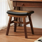 Saddle Seat Counter Stool, Stackable Kitchen Stools, Modern Dining Chair, Work Vanity Chair, Solid Wood, for Small Spaces Home Bedroom Study(Black)