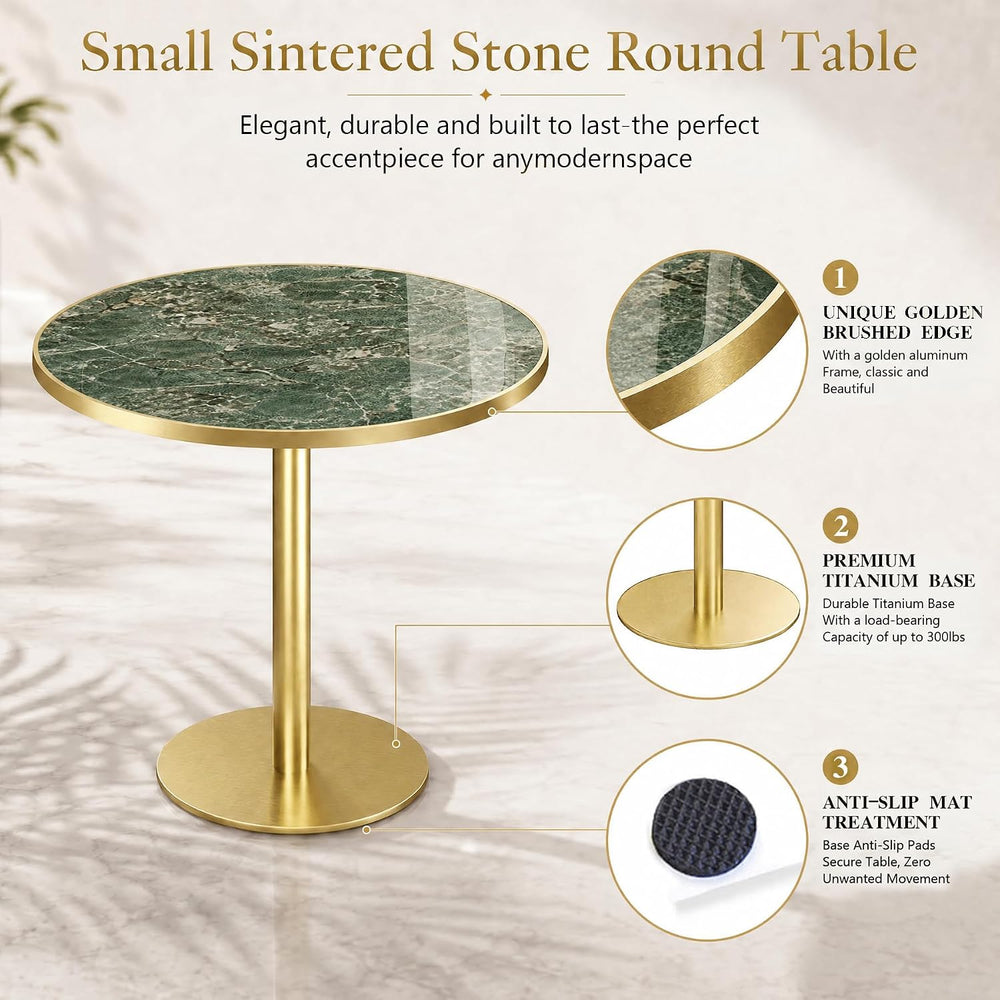 31.5" Tulip Table, Small Modern Round Dining Table for 2-4, Sintered Sto...