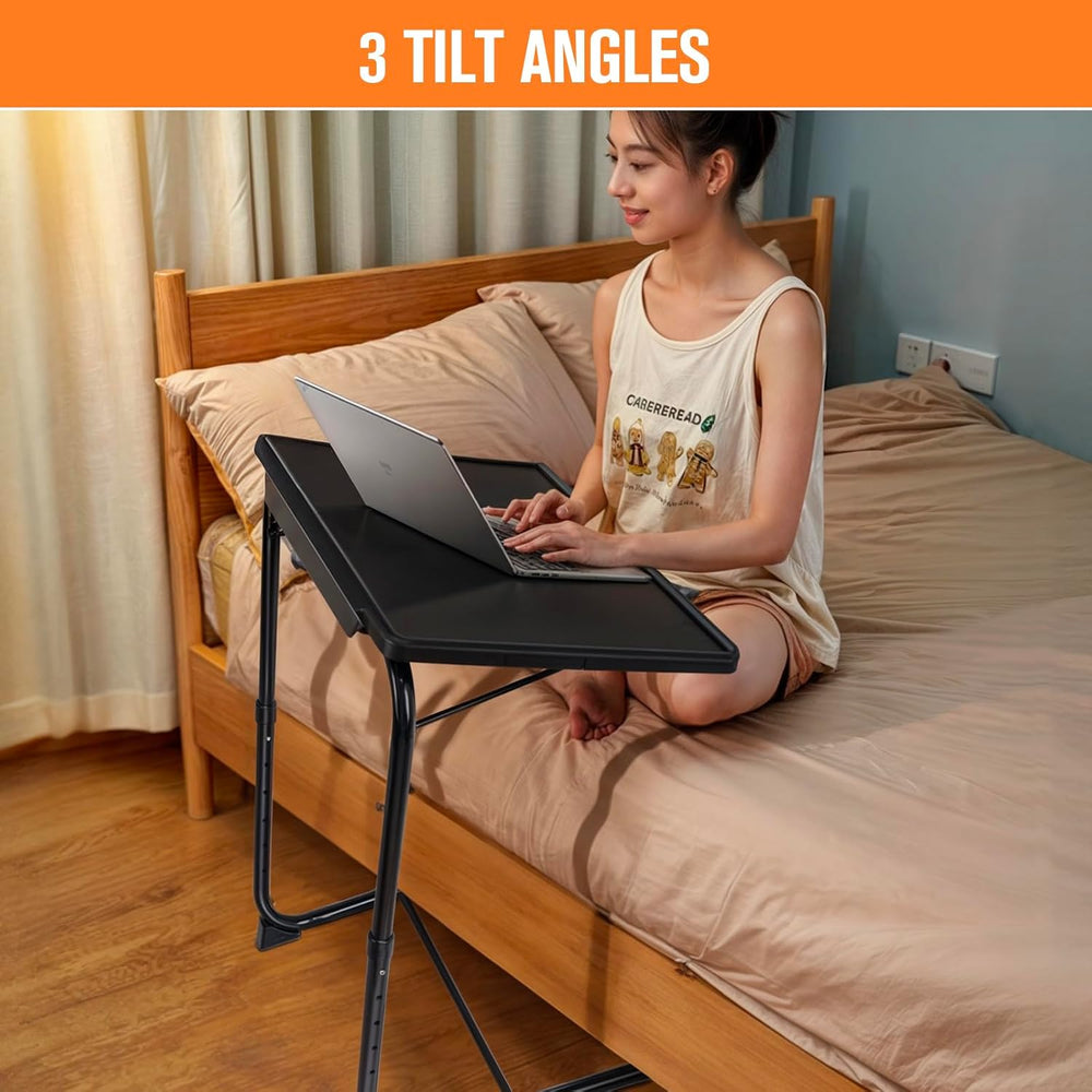 TV Tray Table, TV Dinner Table with 3 Tilt Angles and 6 Height Adjustments, F...