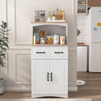 Spaco Microwave Cabinet with Storage,Modern Kitchen Pantry Storage Cabinet with 2 Drawers and Adjustable Shelf,Wood Microwave Stand for Kitchen,Dining Room.