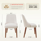 Dining Chairs Set of 6, Upholstered Dining Room Chair with Wood Legs, High-Back Padded Kitchen Chairs for Dining Room/Restaurant/Cafe, Beige