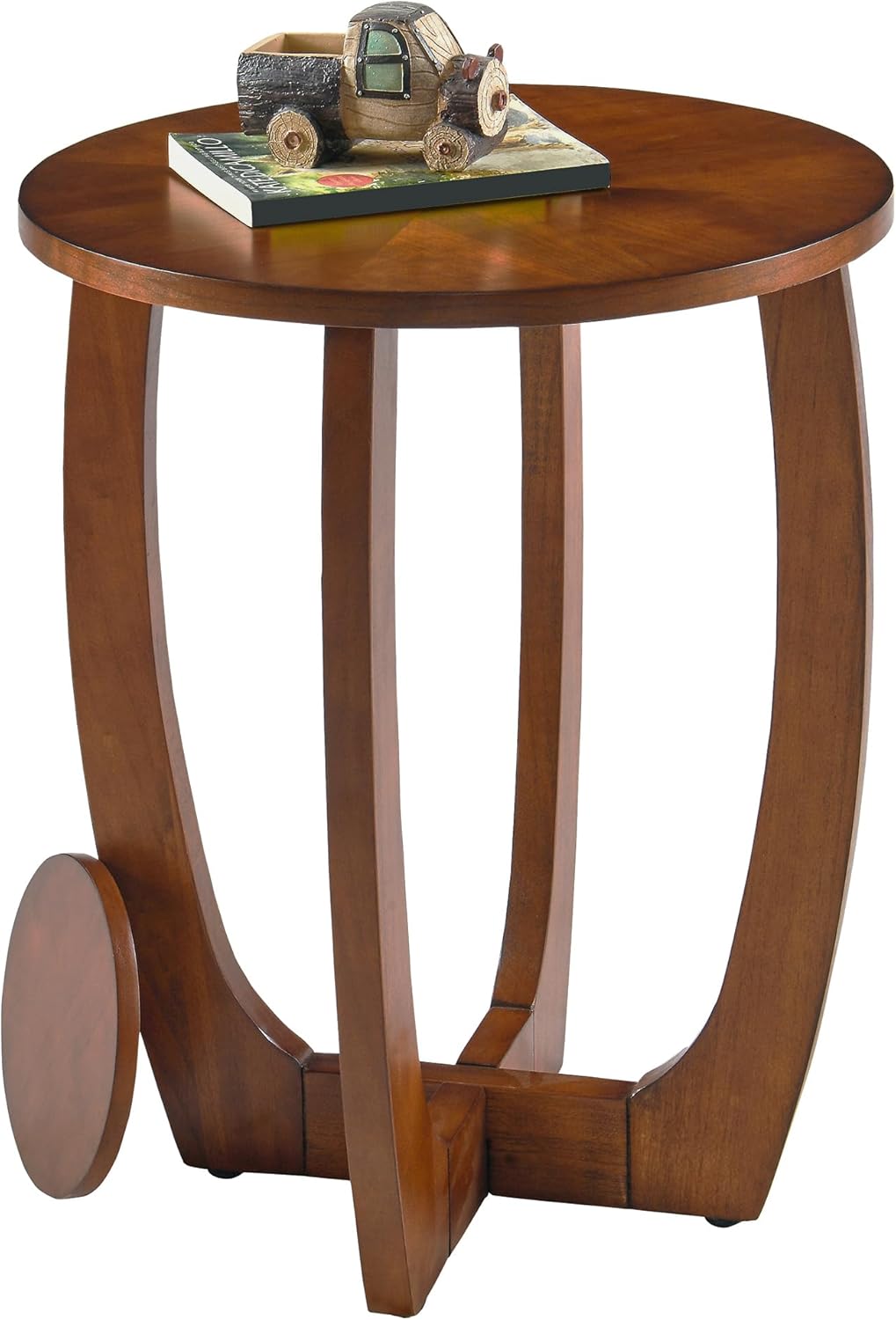 Wood Farmhouse End Table with Storage Shelf, 2-Tier Side Table with Curved Legs & Lower Removable Shelf, Accent Table for Living Room, Walnut Finish & Easy Assembly, Dark Brown