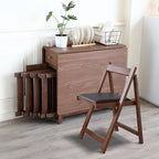 Walnut Drop Leaf Folding Dining Table with 2 Drawers and 4 Wheels, Wooden Padded Chairs Set of 2, Space Saving Dining Table with 4 Chairs