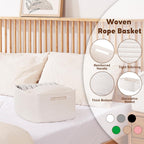 OIAHOMY Storage Basket for Shelves, Closet Cube Storage Bins Baskets for Clothes Blanket Towels, Baby Nursery, Toy Baskets Box, Woven Rope Basket, 15.75*11.81*7.09 IN, 2 Packs White