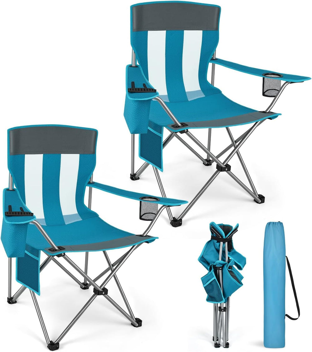 Camping Chair, 2-Pack Lightweight Folding Chair, 300lbs Capacity Outdoor Chai...