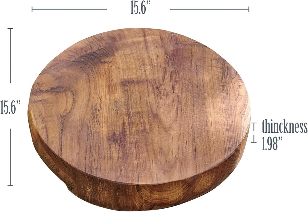 Natural Round Teak Wood Slice Slab 15.6"x15.6"x1.98" Live Edge...