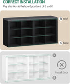 Hzuaneri Shoe Storage Bench with Cushion, Entryway 12-Cubby Shoe Rack | multifunction shoe organizer cabinet with adjustable shelves for hallway, bedroom, living room, Black SB19004GY
