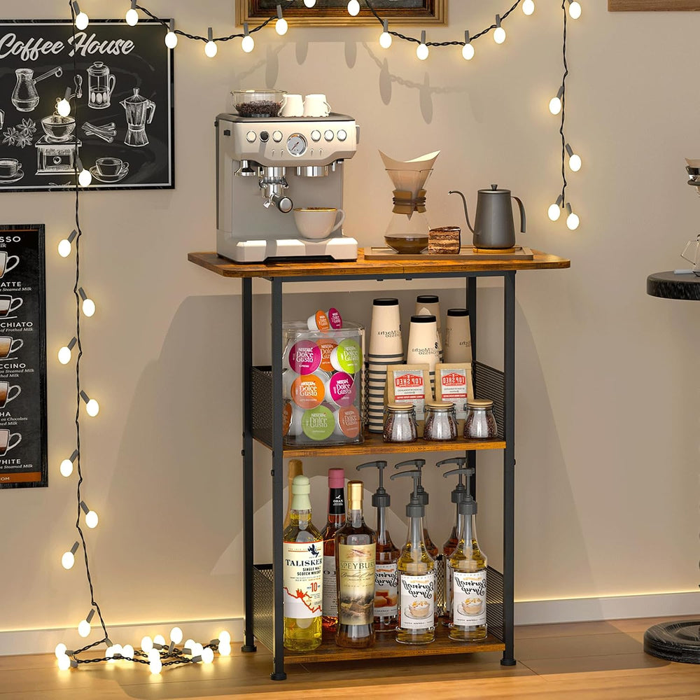 Jsskeeim Mini Floor Standing Coffee Bar Shelf,3-Tier Small Coffee Table,Corne...